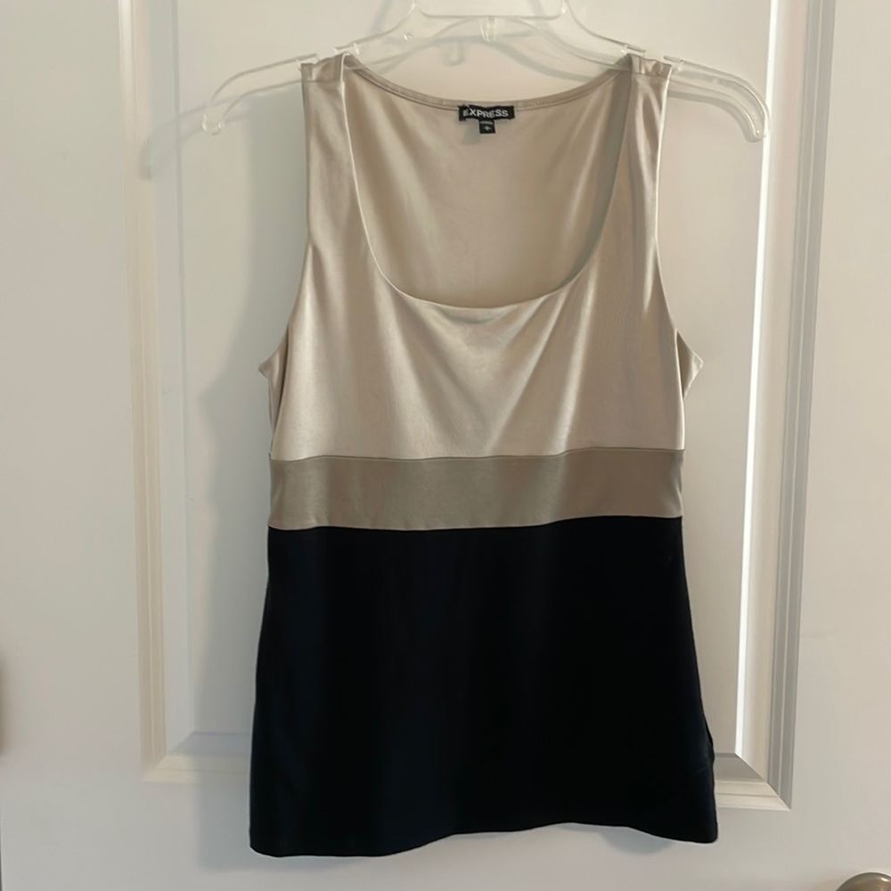 Express Tri Colored Sleeveless Top Tan Gold Black Size Small/Petite